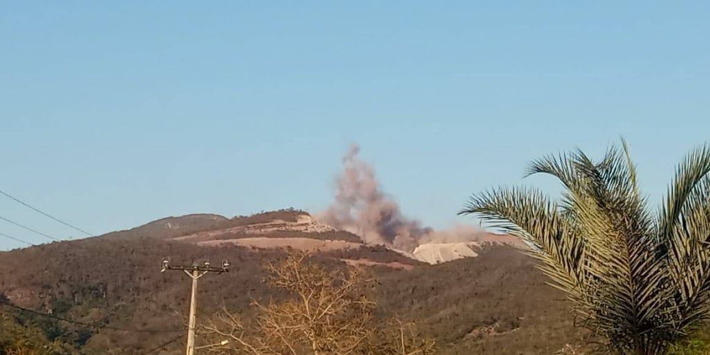 Explosão na mineradora Iron Brazil jogando fuligem e poeira nas comunidades quilombolas vizinhas.